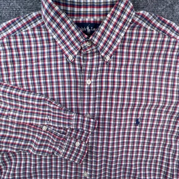 Ralph Lauren Blake Button Up Shirt Men’s Size Large Red White Blue Plaid L/S - Picture 1 of 16